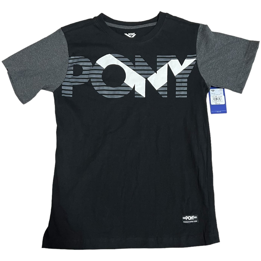 NWT Pony Black Short Sleeve T-Shirt Size L (14/16)